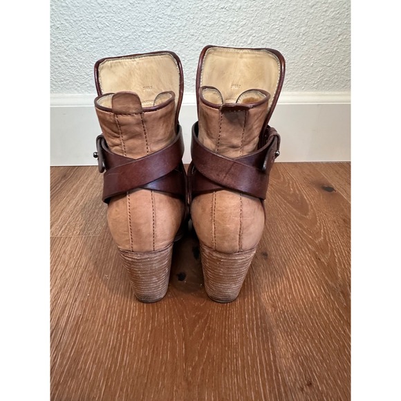 RAG & BONE Tan Suede Leather Buckle Ankle Boots Block Heel Women's Size 7 - Picture 6 of 10